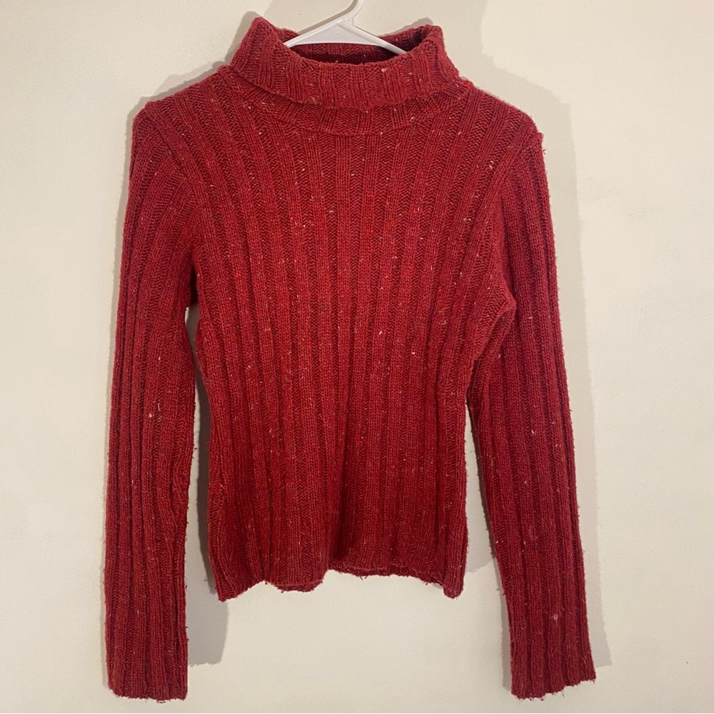Y2K Chunky Red Turtleneck Sweater